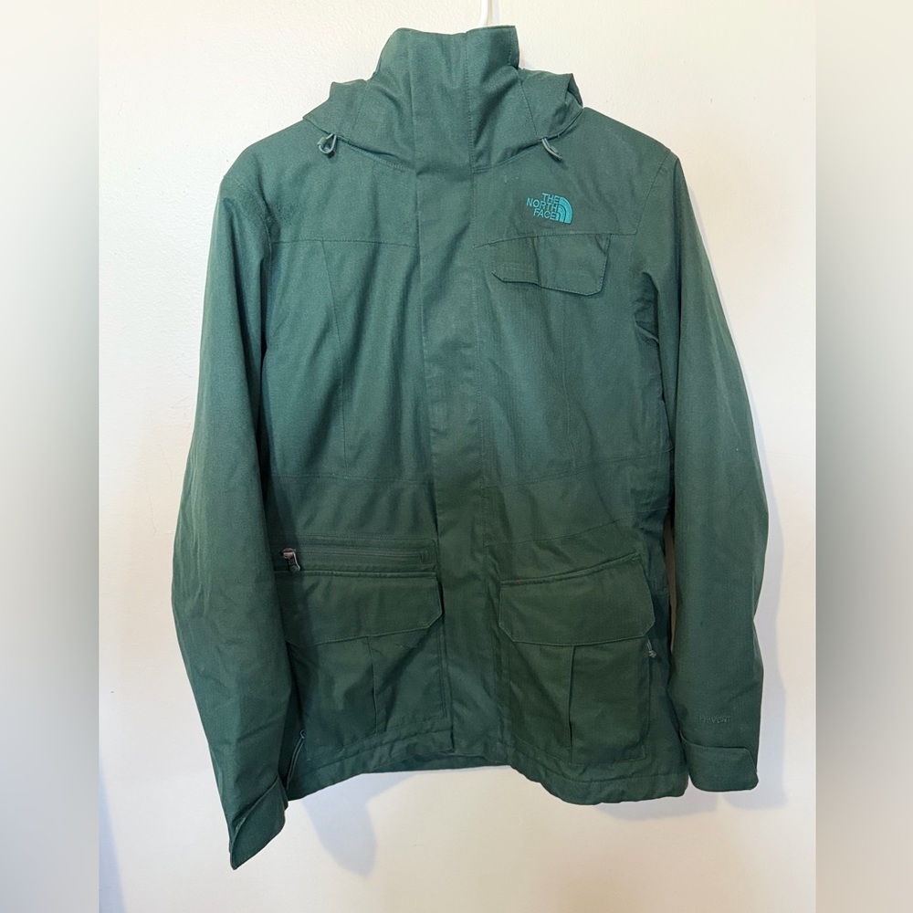 The North Face Women’s Medium Dark Green Ski/Snow Jacket WindGuard Floral Lined